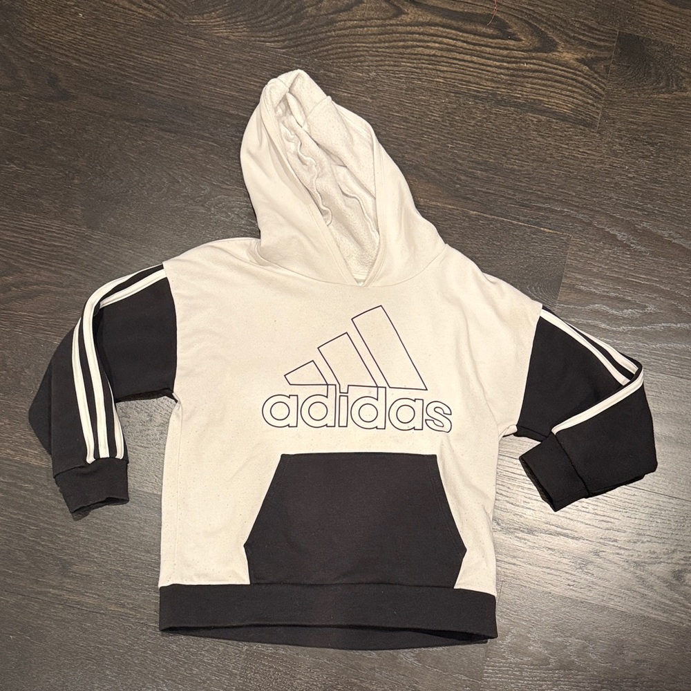 Adidas Kids' Cream and Black Hoodie